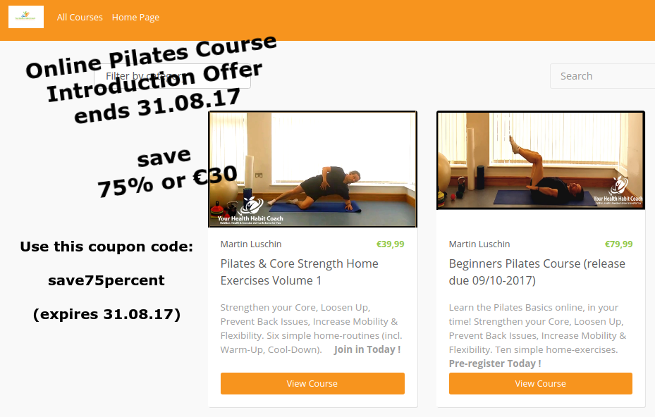 Online Pilates Course * Special Offer* September 2017